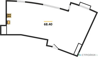 Планировка двухкомнатной(квартира) площадью 68.4 квадратных метров в “ЖК Римский”