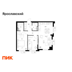 Планировка двухкомнатной(квартира) площадью 66.4 квадратных метров в ЖК “ЖК Ярославский”