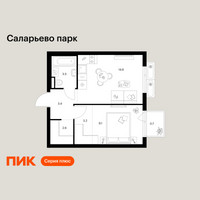 Планировка однокомнатной(квартира) площадью 37.1 квадратных метров в “ЖК Саларьево парк”