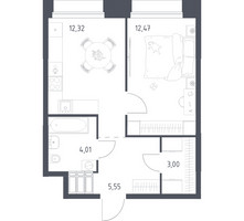 Планировка однокомнатной(апартаменты) площадью 37.35 квадратных метров в “ЖК Апарт-отель Тропарево парк”