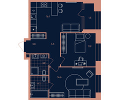 Планировка трехкомнатной(квартира) площадью 60.5 квадратных метров в “Квартал Эра”