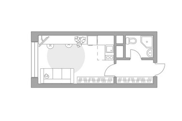 Планировка студии(квартира) площадью 23.4 квадратных метров в ЖК “ЖК Пехра”