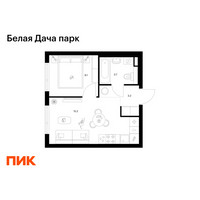 Планировка однокомнатной(квартира) площадью 30.2 квадратных метров в “ЖК Белая Дача парк”