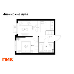 Планировка однокомнатной(квартира) площадью 31.48 квадратных метров в ЖК “ЖК Ильинские луга”