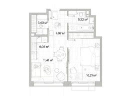 Планировка однокомнатной(квартира) площадью 47.29 квадратных метров в “Архитектурный проект Мыс”