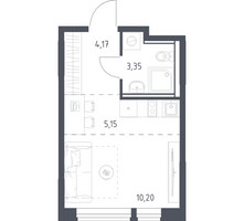 Планировка студии(квартира) площадью 22.87 квадратных метров в “ЖК Квартал Ивакино”