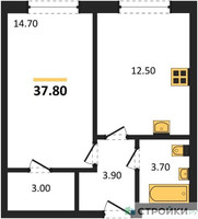Планировка однокомнатной(квартира) площадью 37.8 квадратных метров в “ЖК Новый Зеленоград”