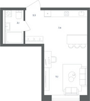 Планировка студии(квартира) площадью 24.9 квадратных метров в “ЖК Равновесие”