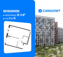 Планировка однокомнатной(квартира) площадью 40.76 квадратных метров в “ЖК Молжаниново”