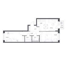 Планировка двухкомнатной(квартира) площадью 60.04 квадратных метров в “ЖК Новое Видное”