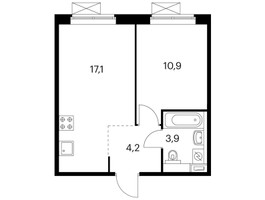 Планировка однокомнатной(квартира) площадью 36.2 квадратных метров в “ЖК Ильинские луга”