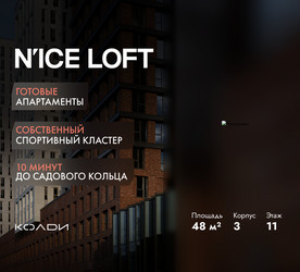 Планировка двухкомнатной(апартаменты) площадью 48 квадратных метров в ЖК “ЖК N’ICE LOFT (Найс Лофт)”