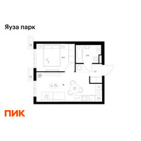 Планировка однокомнатной(квартира) площадью 32.4 квадратных метров в “ЖК Яуза Парк (Мытищи)”