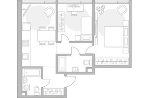 Планировка двухкомнатной(квартира) площадью 59.13 квадратных метров в “ЖК Мневники от Гранель”