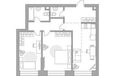 Планировка двухкомнатной(квартира) площадью 67.24 квадратных метров в ЖК “ЖК Павелецкая от Гранель”