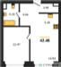 Планировка однокомнатной(квартира) площадью 42.48 квадратных метров в “ЖК TATE (Тэйт)”