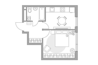 Планировка однокомнатной(квартира) площадью 35.38 квадратных метров в ЖК “ЖК Нижегородская от Гранель”