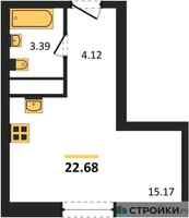 Планировка студии(квартира) площадью 22.8 квадратных метров в “ЖК Clementine (Клементин)”