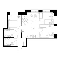 Планировка трехкомнатной(квартира) площадью 65.1 квадратных метров в “ЖК Онежский вал”