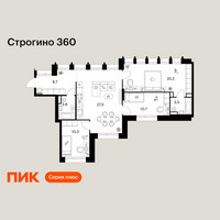 Планировка трехкомнатной(квартира) площадью 84.7 квадратных метров в “ЖК Строгино 360”