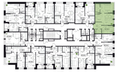 Планировка трехкомнатной(квартира) площадью 54 квадратных метров в ЖК “ЖК Пушкино Град”