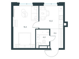 Планировка однокомнатной(квартира) площадью 37 квадратных метров в “ЖК Level Мичуринский”