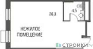 Планировка студии(квартира) площадью 41.5 квадратных метров в “ЖК Резиденции Архитекторов”