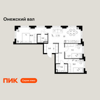 Планировка трехкомнатной(квартира) площадью 79.1 квадратных метров в “ЖК Онежский вал”