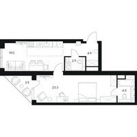 Планировка однокомнатной(квартира) площадью 58.5 квадратных метров в “ЖК Нексус от Аквилон”