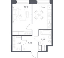 Планировка однокомнатной(апартаменты) площадью 37.51 квадратных метров в “ЖК Апарт-отель Тропарево парк”