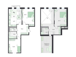 Планировка 4+ комнатной(квартира) площадью 127.1 квадратных метров в “ЖК G3 Театральный”