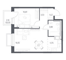 Планировка однокомнатной(квартира) площадью 41.01 квадратных метров в “ЖК Томилино Парк”