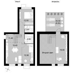 Планировка 4+ комнатной(квартира) площадью 89.3 квадратных метров в ЖК “Апрелевка Клаб”