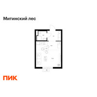 Планировка студии(квартира) площадью 25.4 квадратных метров в “ЖК Митинский лес”