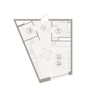 Планировка однокомнатной(апартаменты) площадью 35.73 квадратных метров в “ЖК D'ORO MILLE (Доро Милле)”