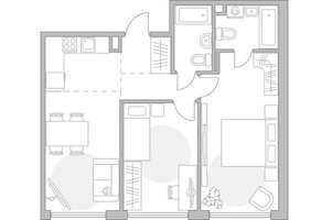 Планировка двухкомнатной(квартира) площадью 64.86 квадратных метров в “ЖК Мневники от Гранель”