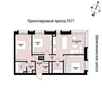 Планировка трехкомнатной(квартира) площадью 94 квадратных метров в “ЖК Шелепиха (Cosmopolit)”