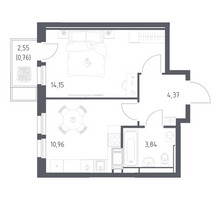 Планировка однокомнатной(квартира) площадью 34.08 квадратных метров в “ЖК Большое Путилково”