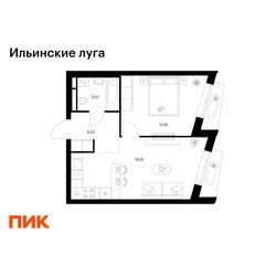 Планировка однокомнатной(квартира) площадью 40.4 квадратных метров в ЖК “ЖК Ильинские луга”