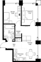 Планировка двухкомнатной(квартира) площадью 52.73 квадратных метров в “ЖК СЕТ”