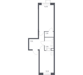 Планировка однокомнатной(квартира) площадью 40.3 квадратных метров в ЖК “ЖК Цветочные Поляны”