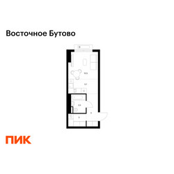Планировка студии(квартира) площадью 27.7 квадратных метров в ЖК “ЖК Восточное Бутово”