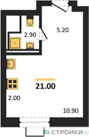 Планировка студии(квартира) площадью 21 квадратных метров в “ЖК Люберцы”