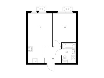 Планировка однокомнатной(квартира) площадью 35.7 квадратных метров в ЖК “ЖК Второй Нагатинский”