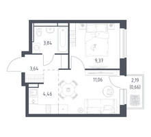 Планировка однокомнатной(квартира) площадью 33.03 квадратных метров в “ЖК Новое Видное”