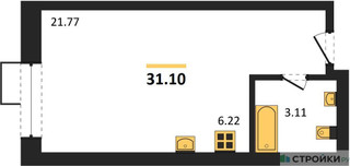Планировка студии(квартира) площадью 31.1 квадратных метров в “ЖК Резиденции Архитекторов”