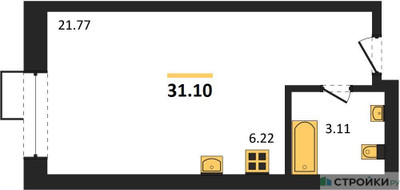 Планировка студии(квартира) площадью 31.1 квадратных метров в ЖК “ЖК Резиденции Архитекторов”