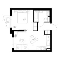 Планировка однокомнатной(квартира) площадью 33.5 квадратных метров в “ЖК Онежский вал”