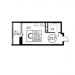Планировка студии(квартира) площадью 29.1 квадратных метров в ЖК “ЖК Космос”