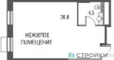 Планировка студии(квартира) площадью 41.6 квадратных метров в ЖК “ЖК Резиденции Архитекторов”